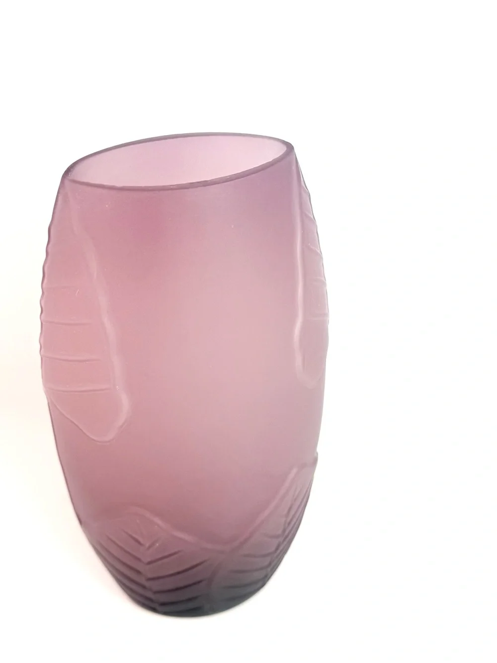 Vintage Art Deco Amethyst Purple Satin Glass 10” Botanical Vase 1940's - Picture 2 of 16
